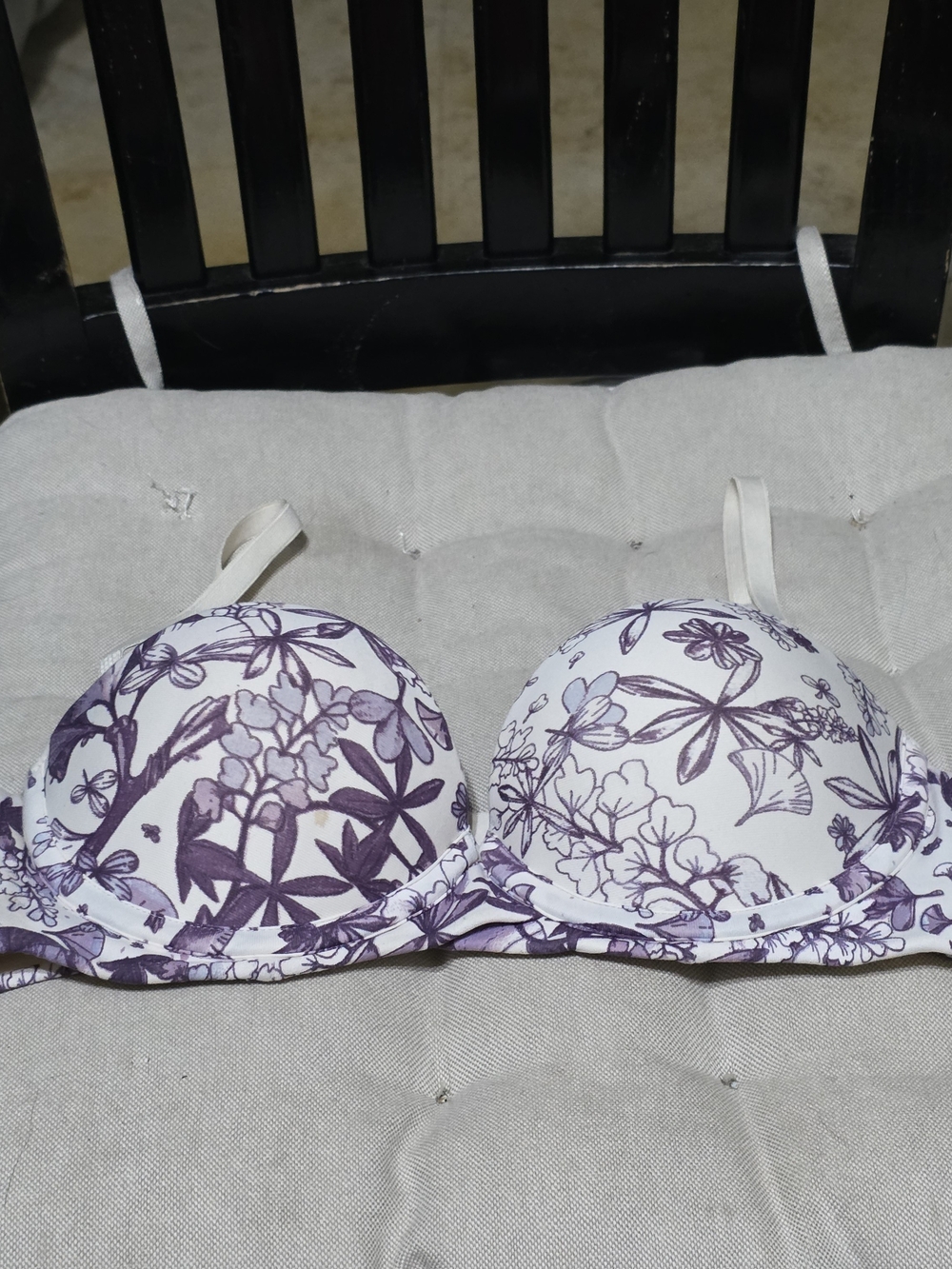 Purple Floral Underwire Bra - Women's Everyday Support
